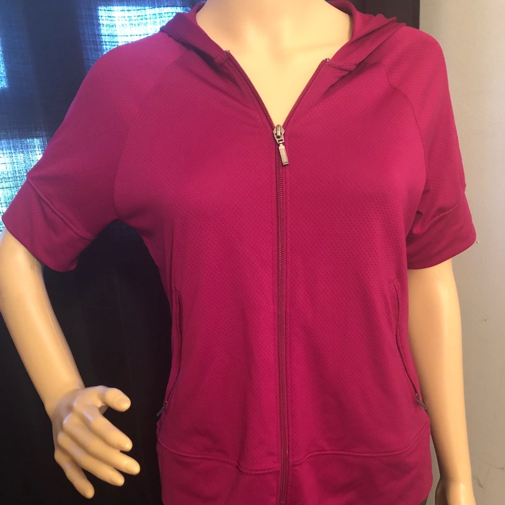Reebok Magenta short sleeve zip up